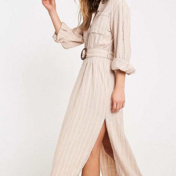 NWT Free People Belted Button Down Collared Maxi - Picture 9 of 10